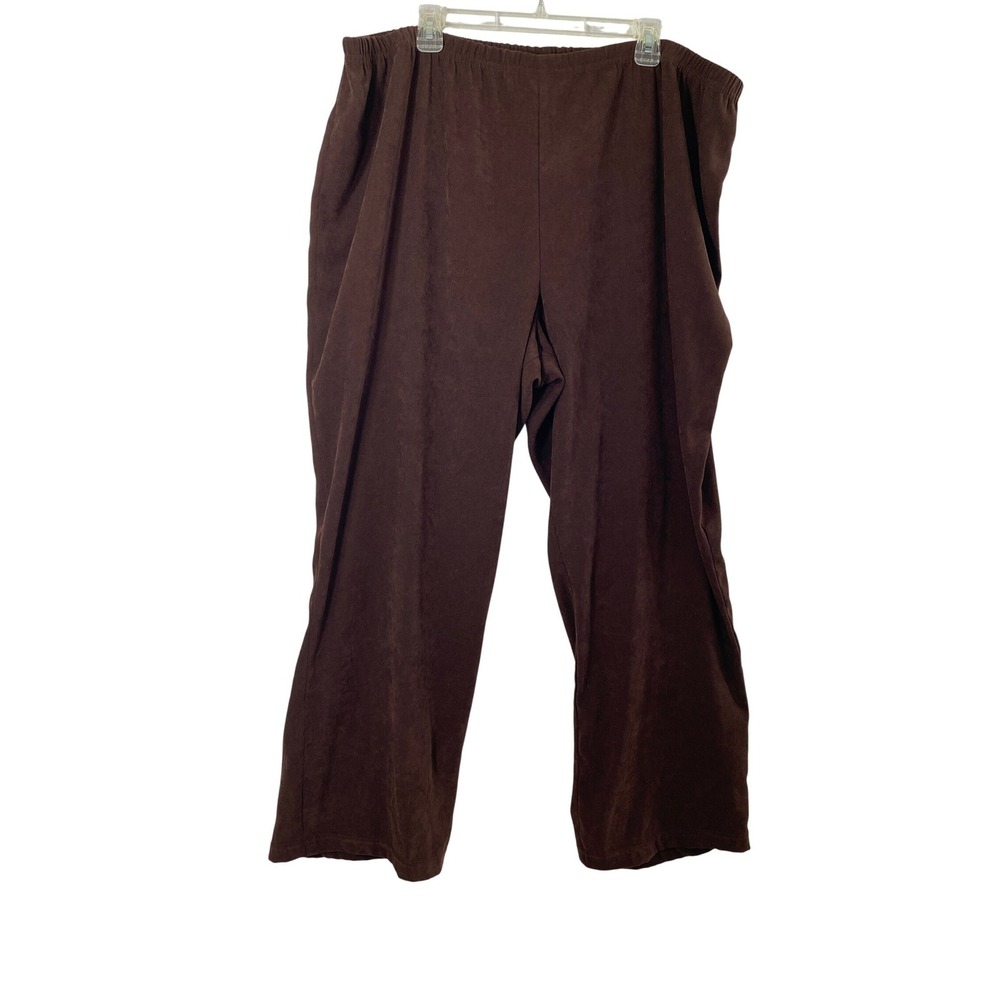 Vintage Blue Pants Womens 3X Chocolate Brown‎ Faux Suede Elastic Waist Slacks